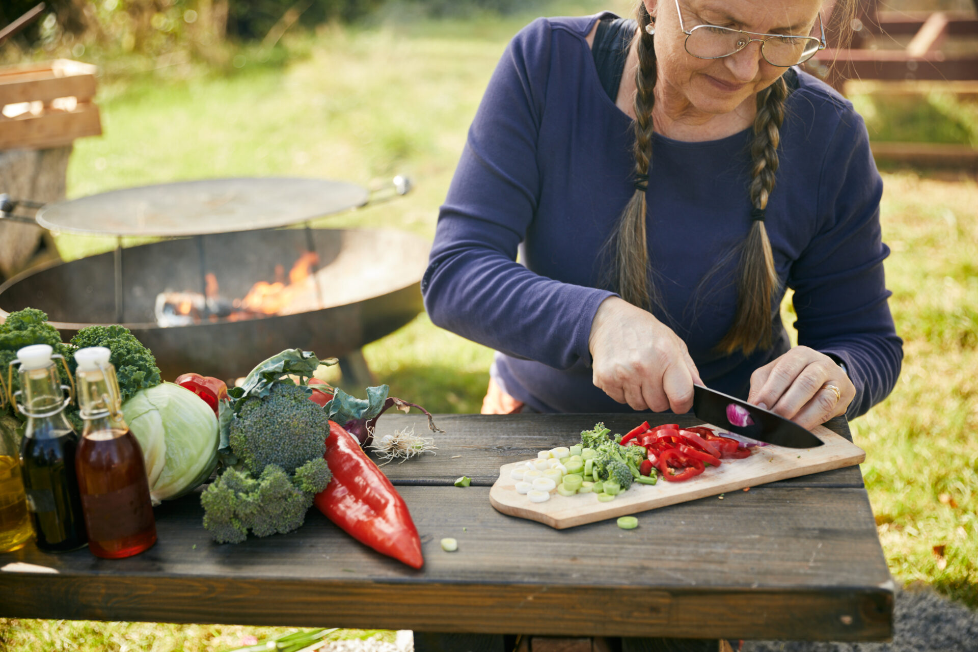 cooking over an open fire
